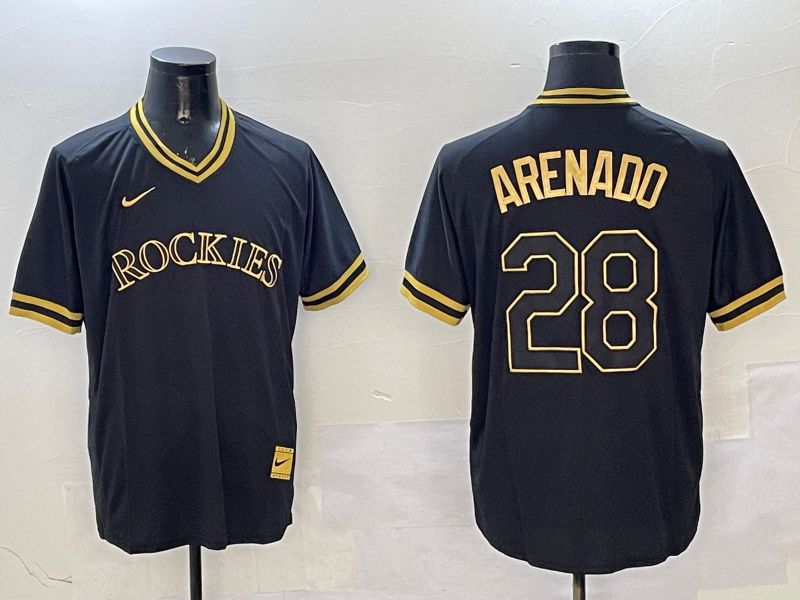 Men Colorado Rockies #28 Arenado Black Gold Game 2025 Nike MLB Jersey style 1->colorado rockies->MLB Jersey